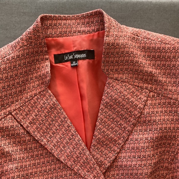 Le Suit Separates Size 12 lined blazer orange with black & cream specs. - Picture 6 of 11